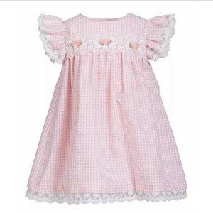 Bonnie Baby Gingham/Seersucker Dress with Lace trim